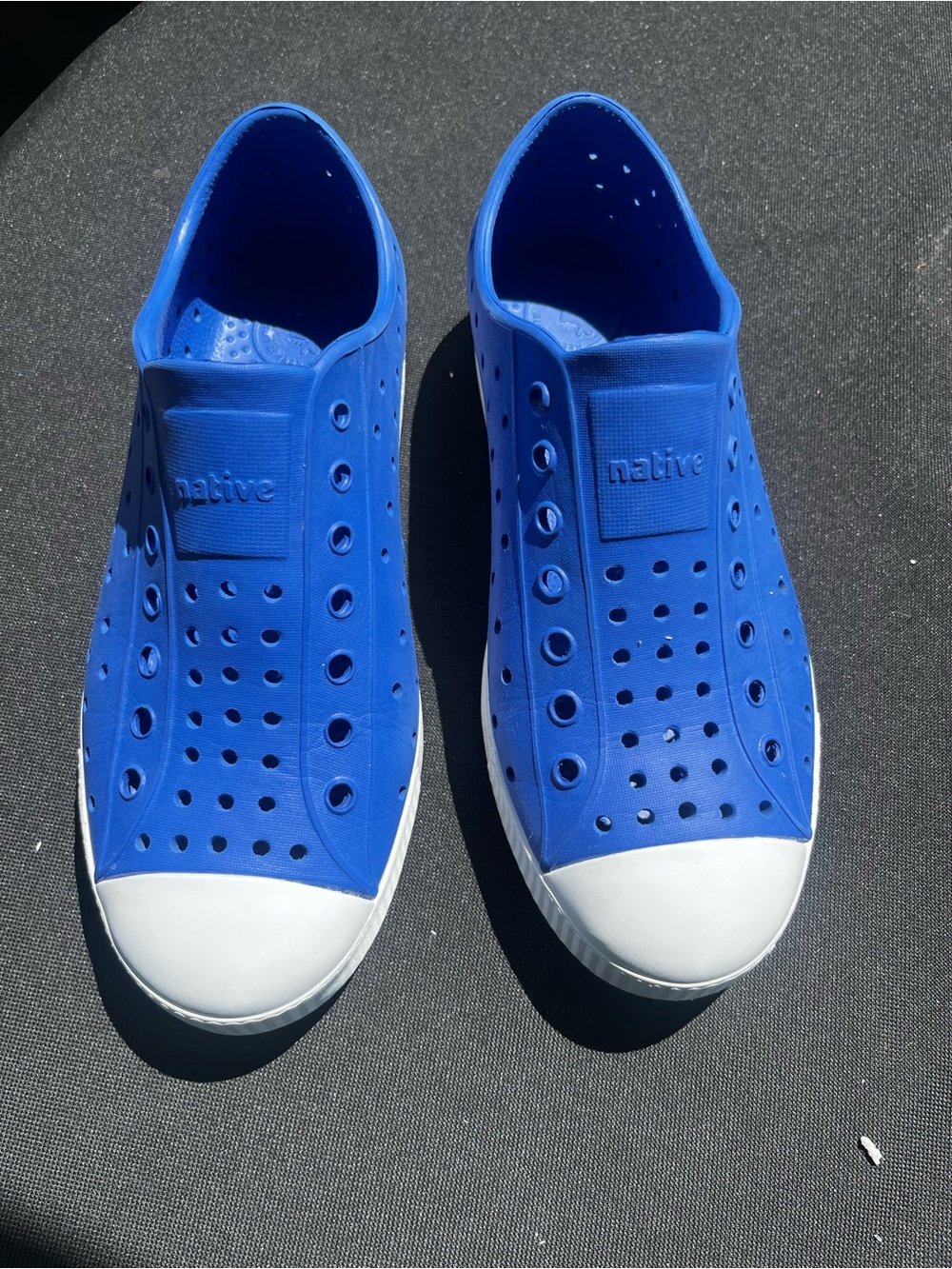 Native Shoes Kids Slip-On Water Sneakers in Blue and White